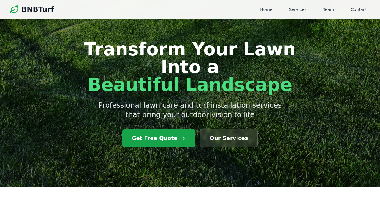 BnBTurf website home page screenshot