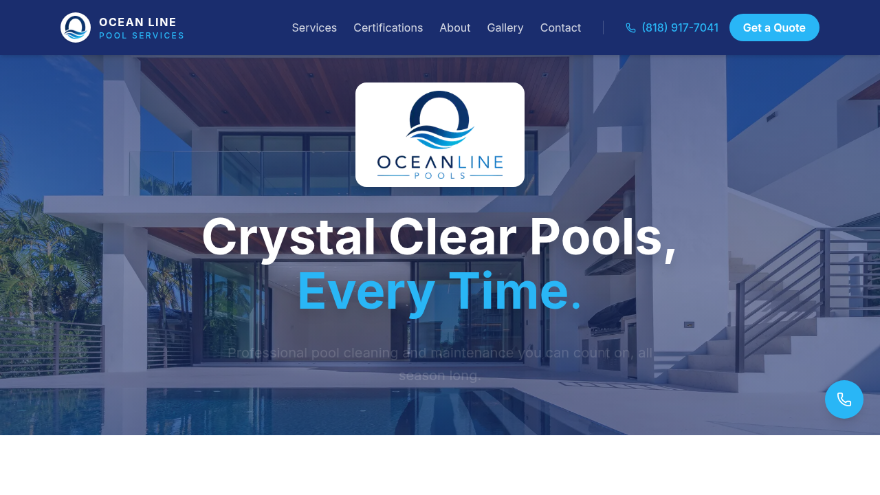 Ocean Line Pools website home page screenshot